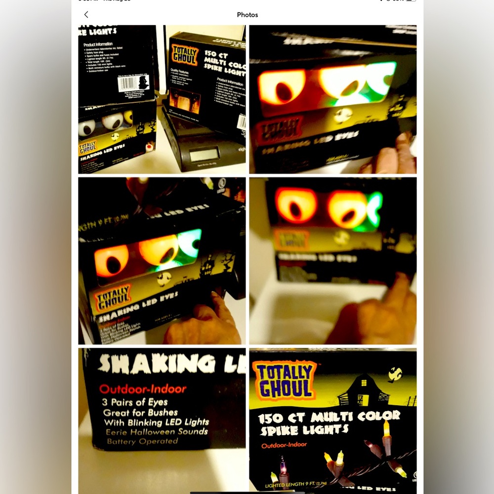 3 pc set Halloween decor shaking lead eyes 150 count multicolor Spike lights new